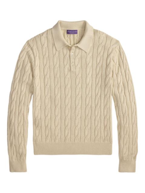cable-knit polo sweater
