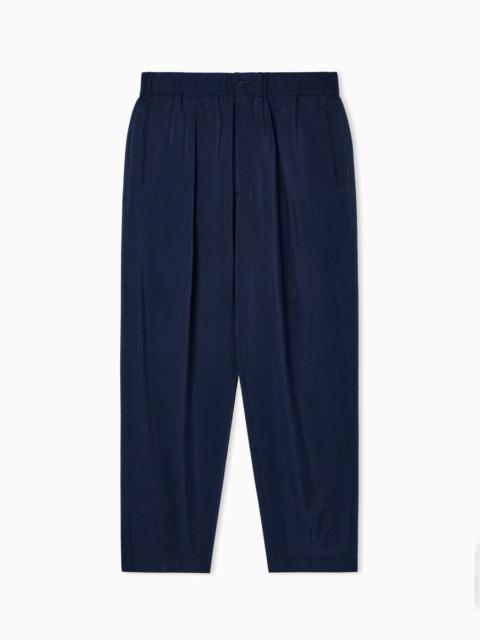 WASHED, SILK-BLEND, SINGLE-PLEAT TROUSERS