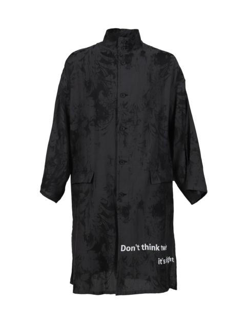 JACQUARD MESSAGE PRINT STAND COLLAR JACKET / BLK