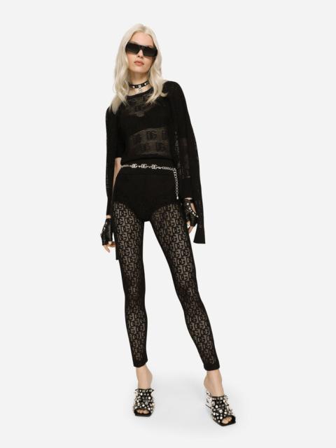 Viscose cardigan with all-over DG logo