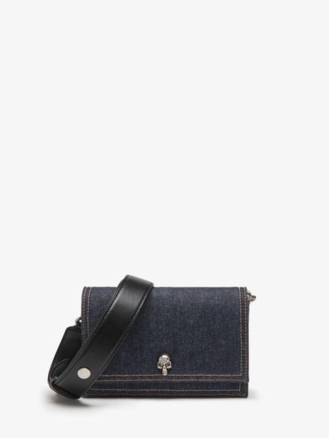 Women's The Biker Small Skull Bag in Denim
