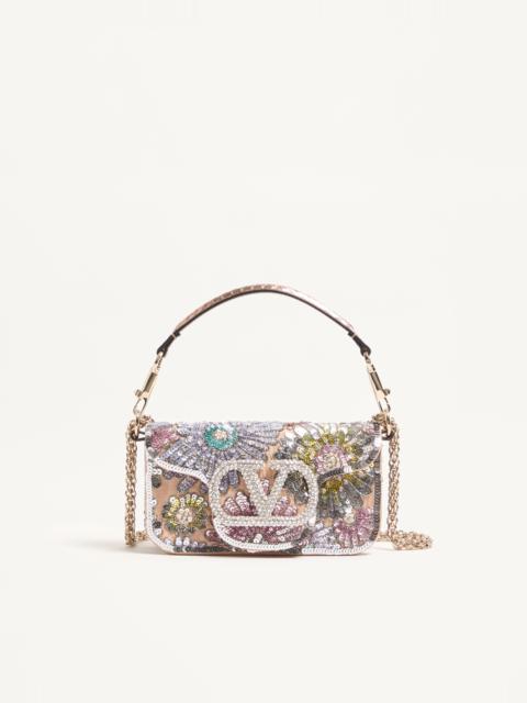 VALENTINO GARAVANI LOCÒ SMALL EMBROIDERED SHOULDER BAG WITH JEWEL LOGO