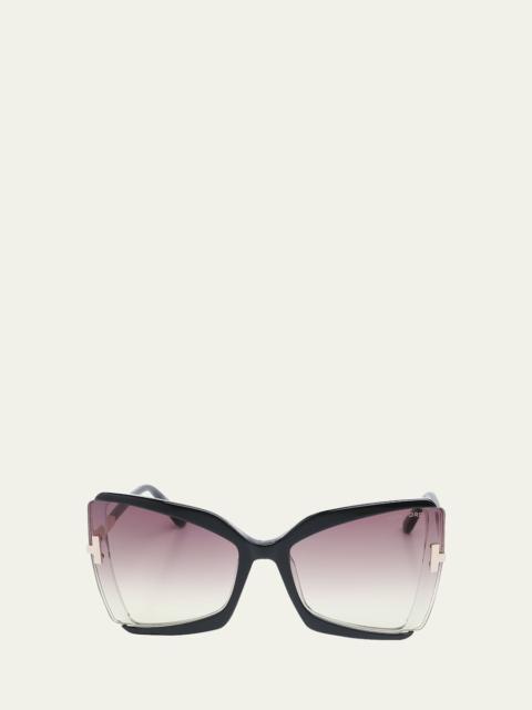 Gia Semi-Rimmed Acetate Butterfly Sunglasses