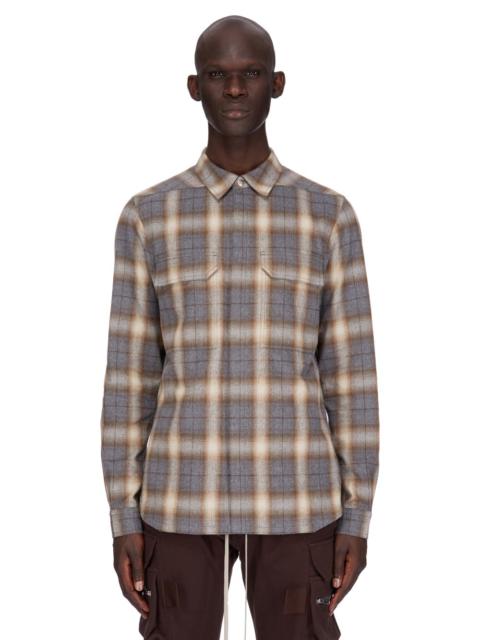 Webbing-Trimmed Checked Cotton-Flannel Overshirt