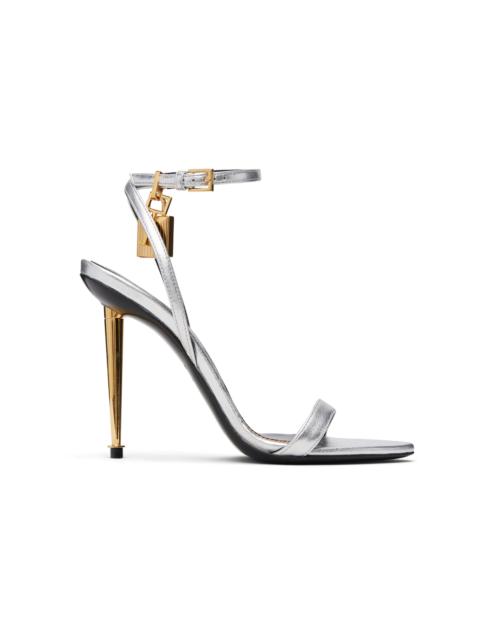Silver Nappa Padlock Pointy Naked Heeled Sandals
