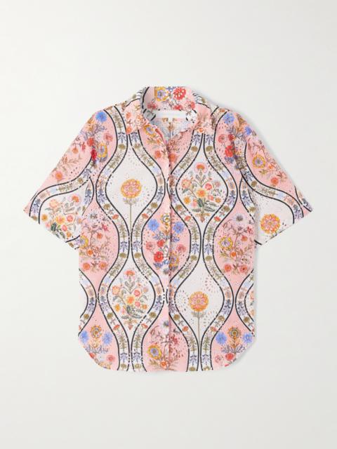 Akari Printed Broderie Anglaise Cotton Shirt