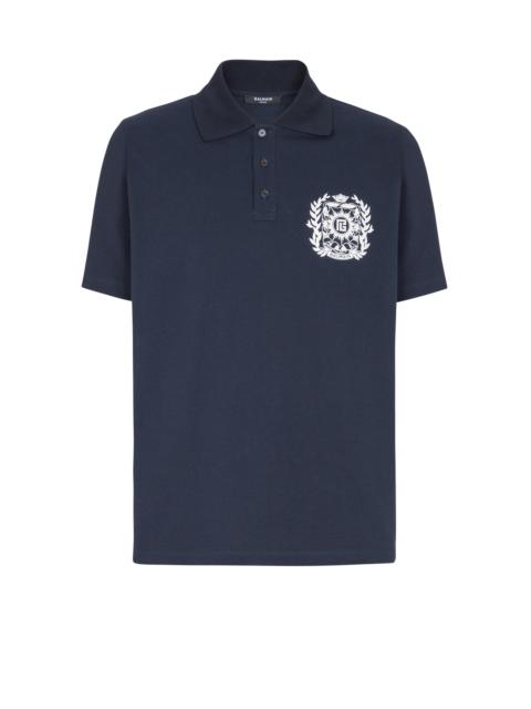 Cotton polo shirt with Écusson print