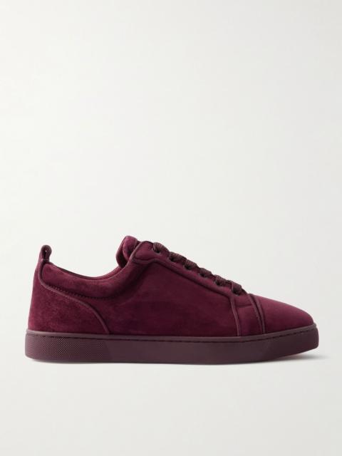 Louis Junior Grosgrain-Trimmed Suede Sneakers Burgundy