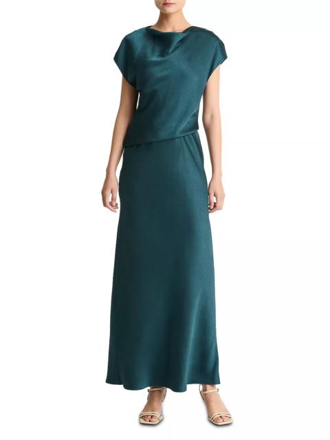 Draped Cap Sleeve Maxi Dress