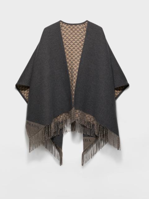 Reversible wool and cashmere poncho