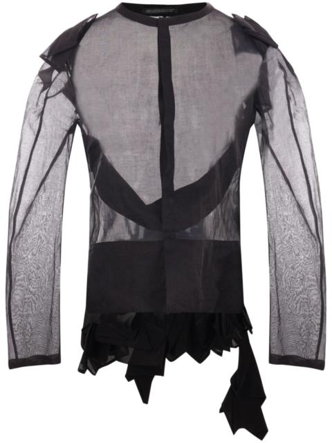asymmetric-hem sheer organza top