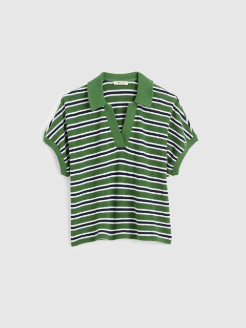Relaxed V-Neck Polo Shirt in Stripe