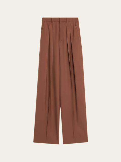 Double-Pleated Straight-Leg Trousers