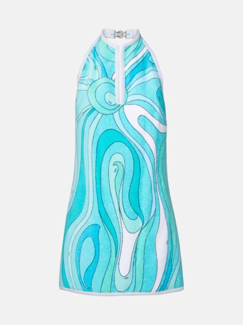 Iride halterneck cotton terry minidress