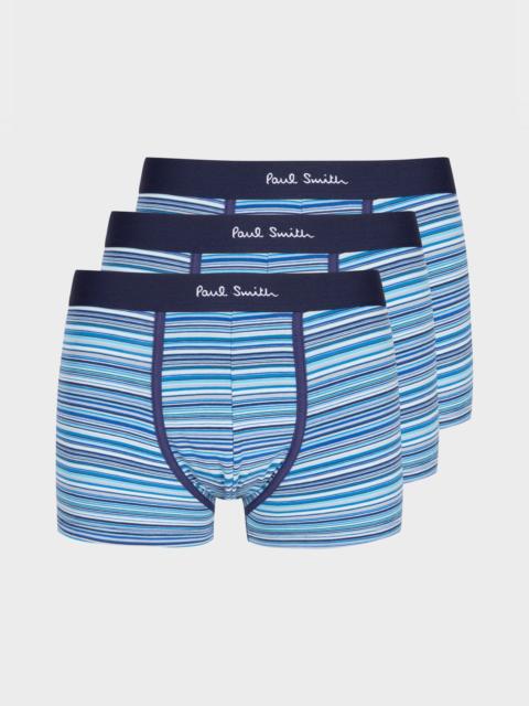 Blue Organic-Cotton 'Signature Stripe' Boxer Briefs Three Pack