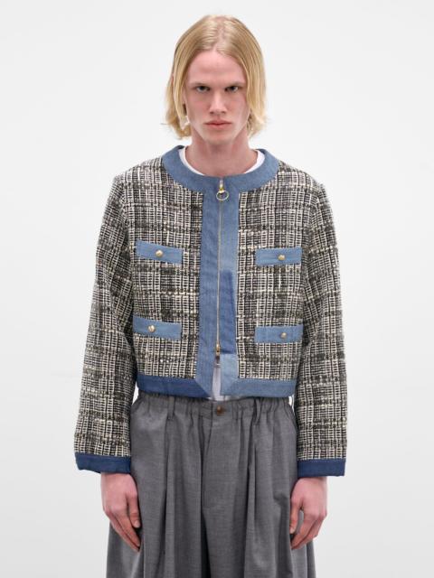 Knit & Denim Boxy Zip Jacket