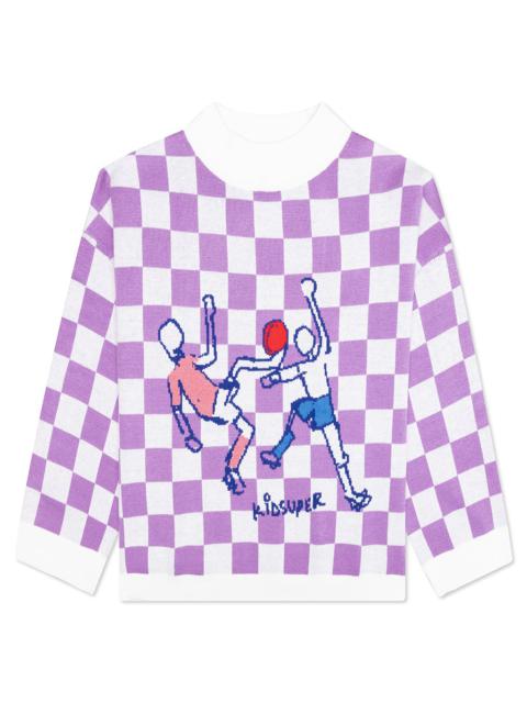 CHECKERED SOCCER SWEATER - PURPLE