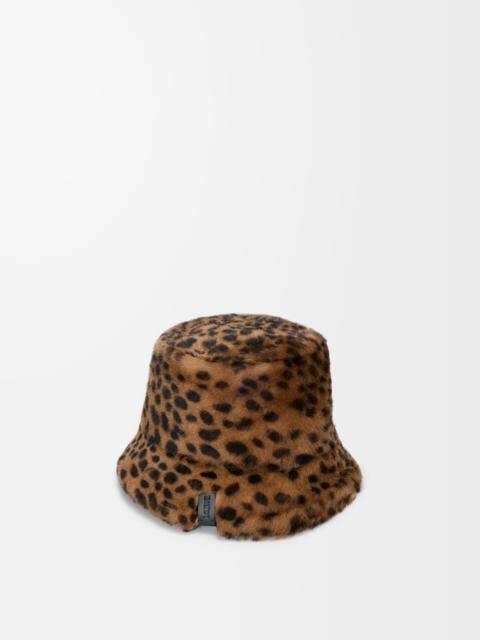 Bucket hat in printed shearling