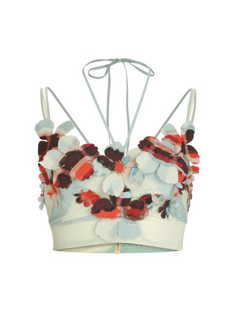 Kim Floral-Appliquéd Stretch-Cotton Crop Top multi