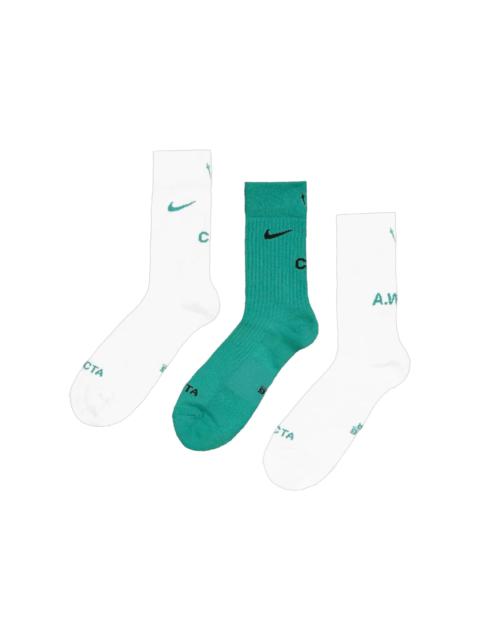 Nike x NOCTA Crew Socks (3 Pack) Neptune Green/White
