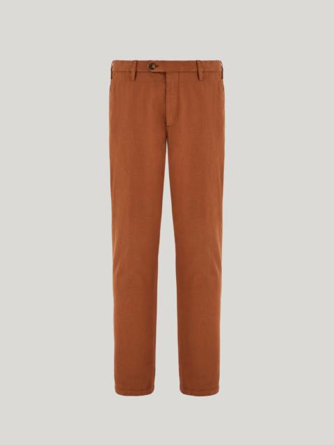 TERRACOTTA REGULAR FIT CHINO PANTS IN COTTON AND SILK GABARDINE