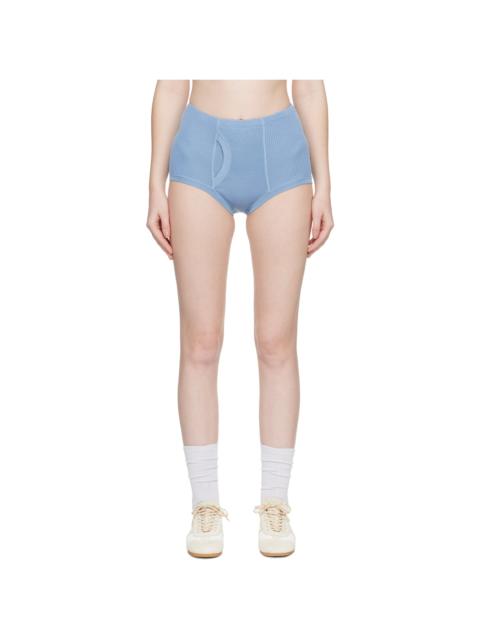 Blue Fine Rib Briefs