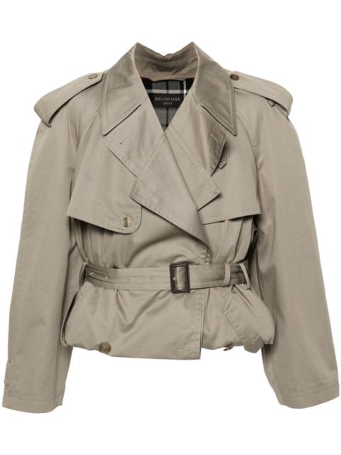 belted-waist cotton trench coat