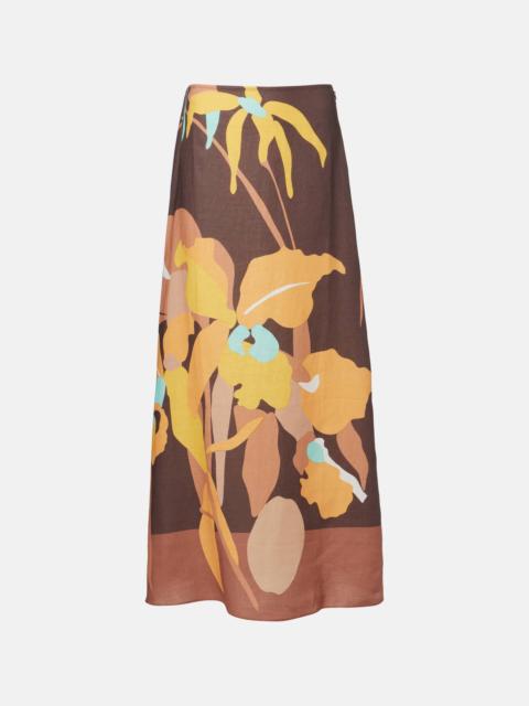 Martina floral linen maxi skirt