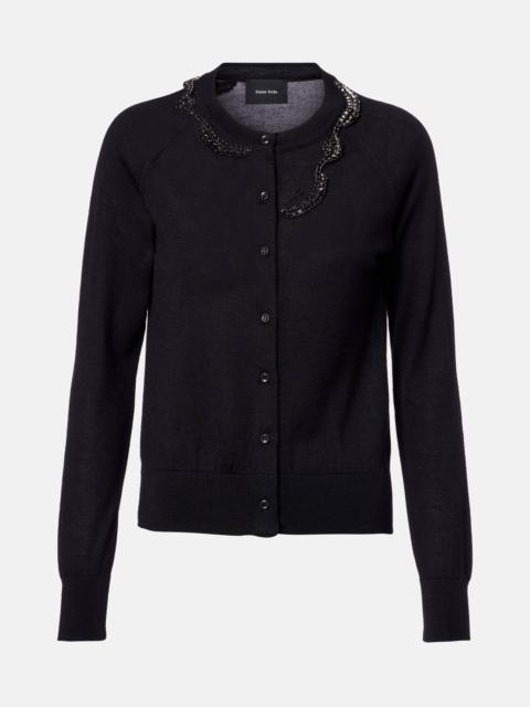 Embellished wool and silk cardigan