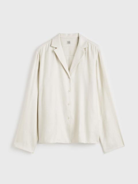 Monogram flannel pj top ecru