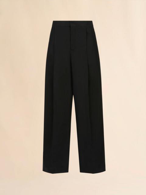 PALE PEACH POPLIN TROUSERS WITH MAXI PLEATS