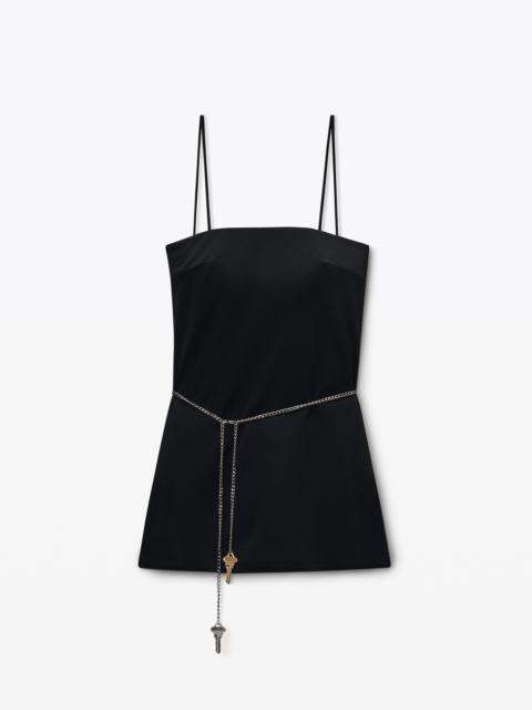 Black Wool-Stretch Minidress with Hardware