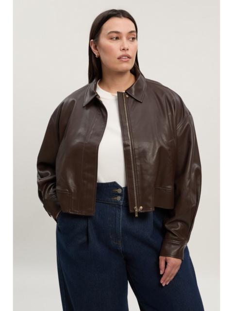 Plus Size Faux Leather Tailored Bomber Jacket