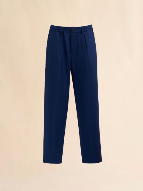 BLUE BLACK TROPICAL WOOL CROPPED TROUSERS
