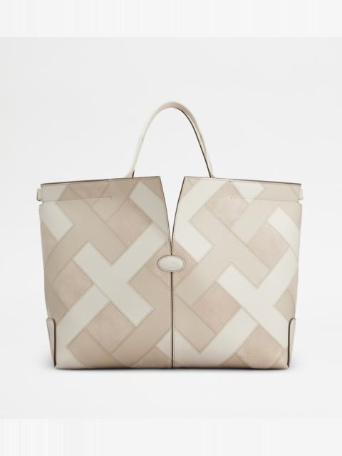 TOD'S DI BAG FOLIO IN LEATHER MEDIUM - BEIGE, OFF WHITE