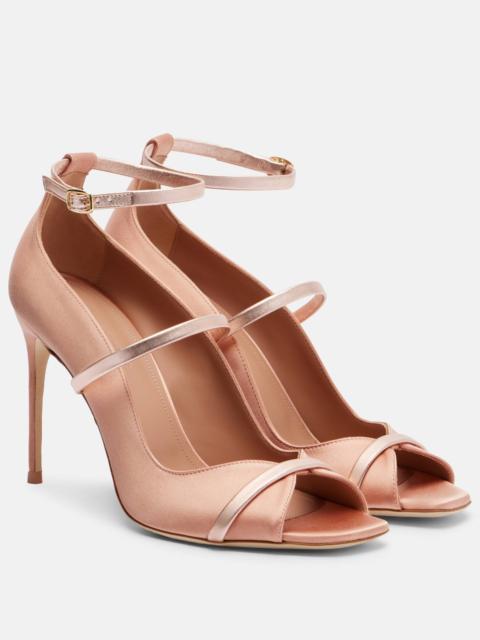 Cynthia 90 leather-trimmed satin sandals