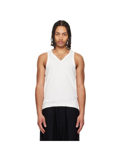 Off-White Single Jersey V Neck Tank Top