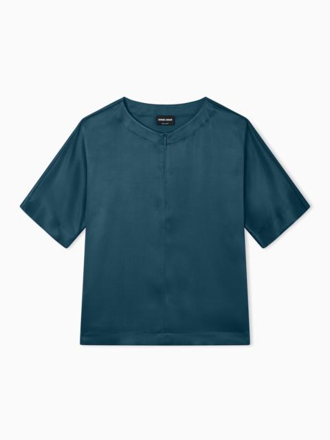 SHORT-SLEEVED SHIRT IN DOUBLE-FACED SILK SATIN