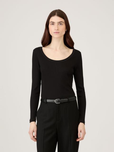 Ribbed Scoop Neck T‑shirt