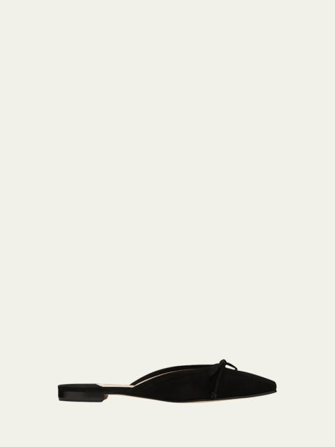 Ballerimu Suede Bow Ballerina Flat Mules