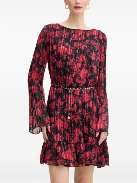 floral-print pleated mini dress
