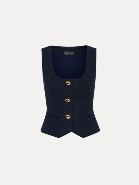O BUTTON COTTON TWEED VEST