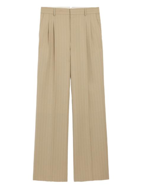 striped pleated trousers