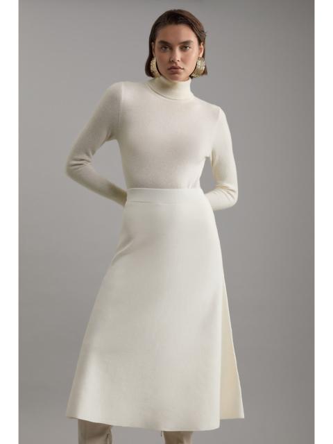 Viscose Blend Milano Knit Full Midi Skirt