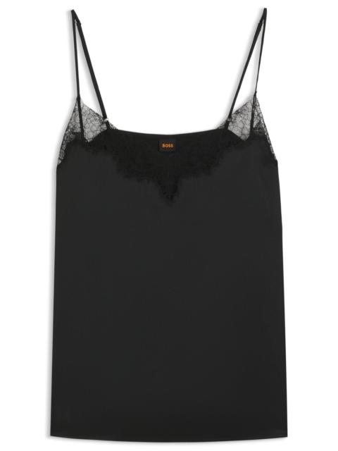 SATIN CAMISOLE WITH LACE DETAILS