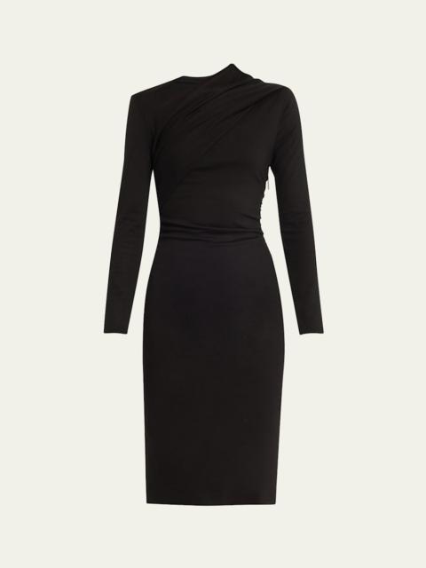 Asymmetric Long-Sleeve Jersey Dress