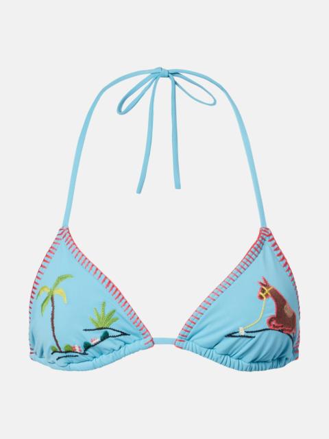 Lido embroidered bikini top