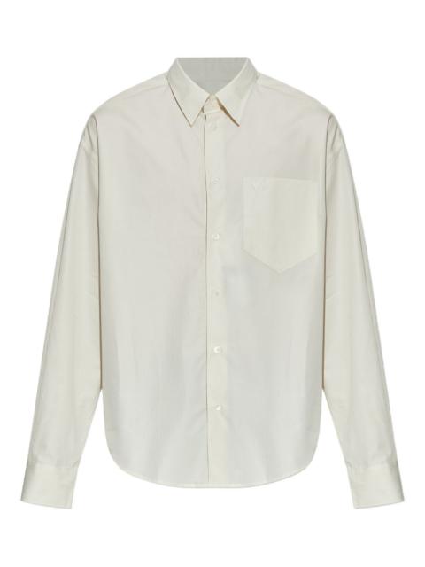 heart-embroidered long-sleeve shirt