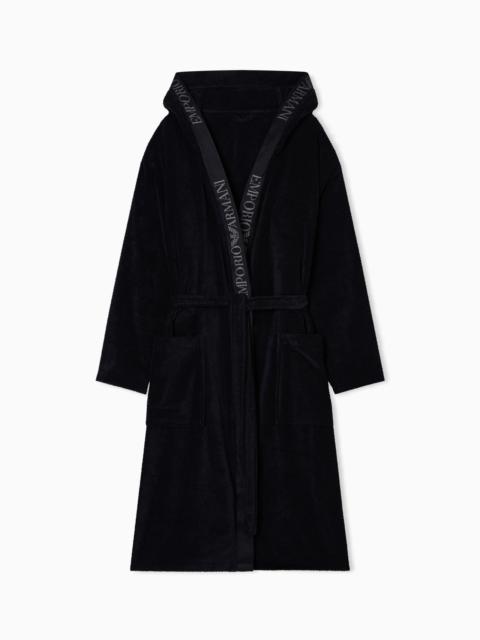 TERRYCLOTH BATHROBE WITH LOGO TRIM