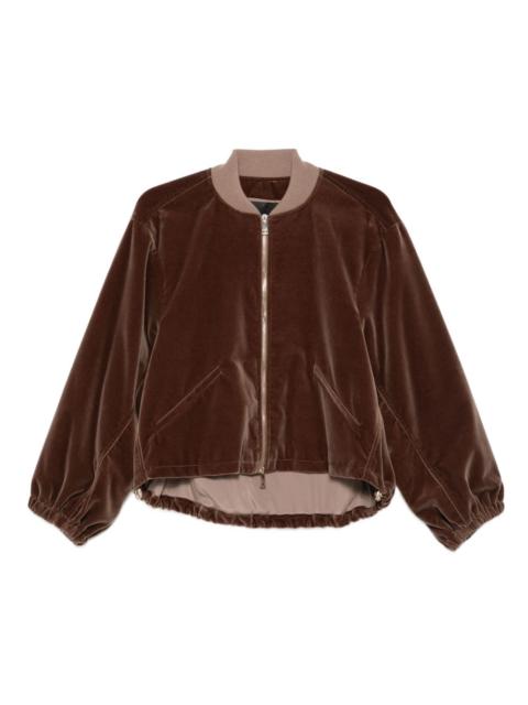 velvet zip-up bomber jacket